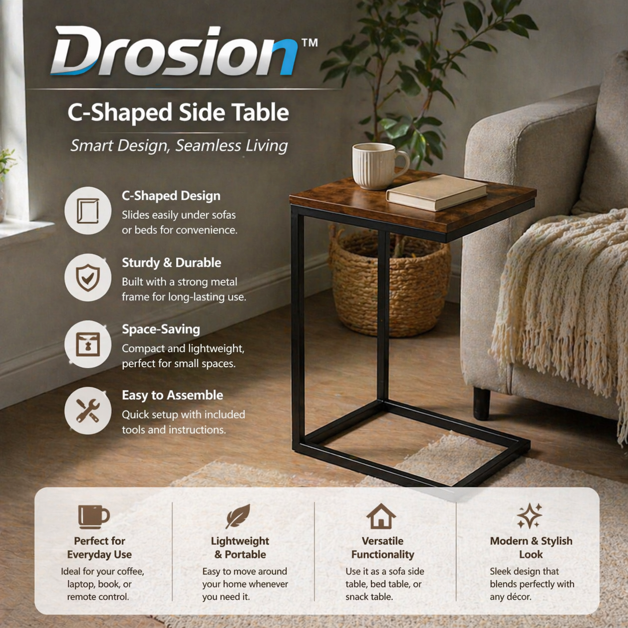 C-Shaped Side Table